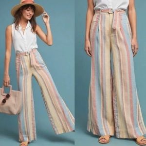 Anthropologie Striped Linen Pants
